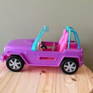 Barbie Pink and Purple Convertible Toy Jeep with Teal Roll Bars